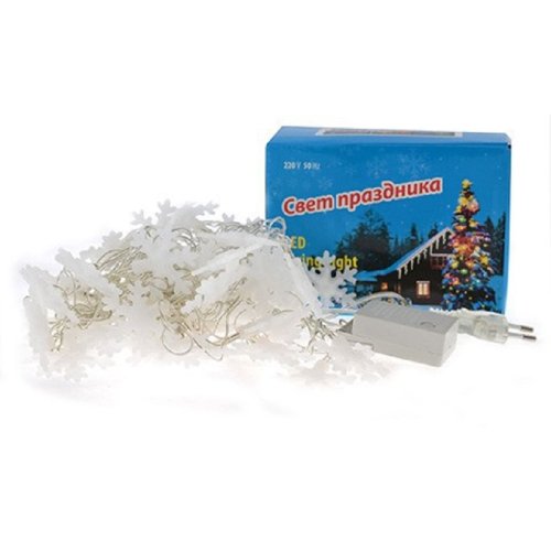 Гирлянда светодиодная "Шнур" S0700-050/DTA Многоцветная (RGB) 220В 50шт/7м IP20 "Снежинки" картинка 
